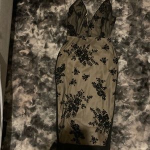 Sexy black lace mid length dress